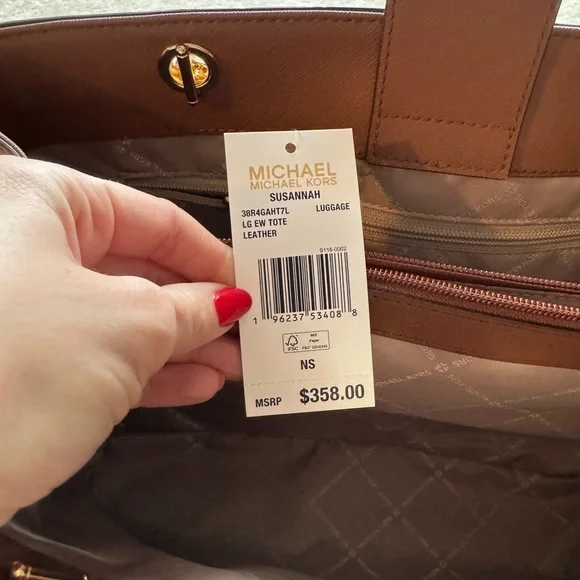 Michael Kors Susannah Large Tote-Chocolate Brown Tote with Gold Accents - Picture 5 of 6